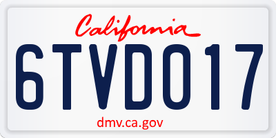 CA license plate 6TVD017