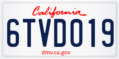 CA license plate 6TVD019