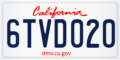 CA license plate 6TVD020