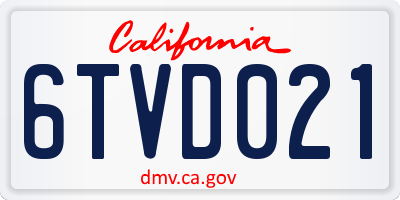 CA license plate 6TVD021