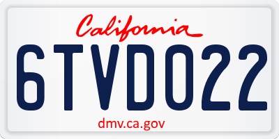 CA license plate 6TVD022