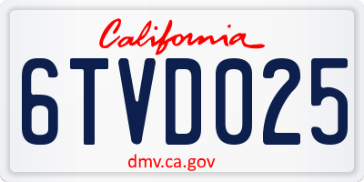 CA license plate 6TVD025