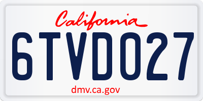 CA license plate 6TVD027