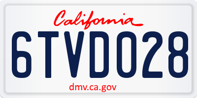 CA license plate 6TVD028