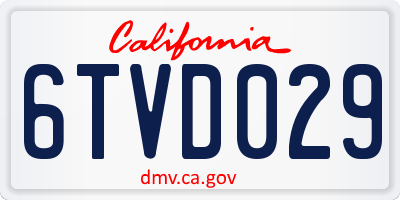 CA license plate 6TVD029