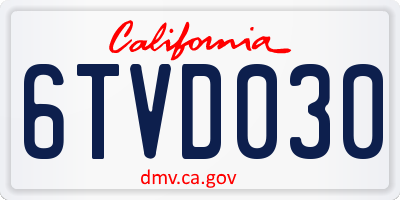 CA license plate 6TVD030