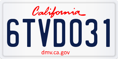 CA license plate 6TVD031