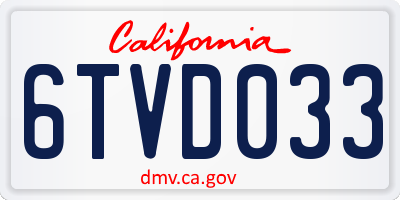 CA license plate 6TVD033