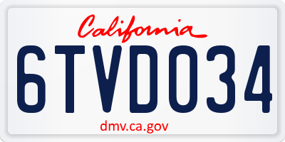 CA license plate 6TVD034