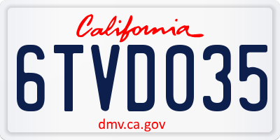 CA license plate 6TVD035