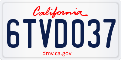 CA license plate 6TVD037