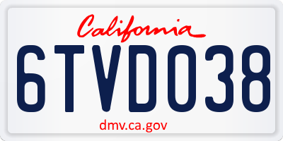 CA license plate 6TVD038