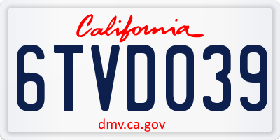 CA license plate 6TVD039