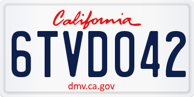 CA license plate 6TVD042