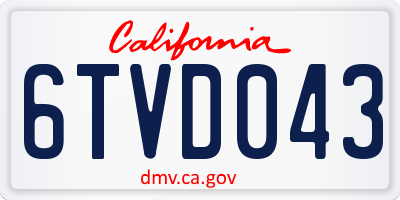 CA license plate 6TVD043