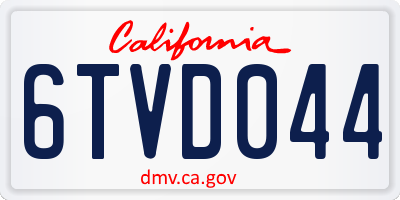 CA license plate 6TVD044