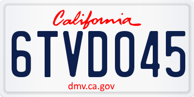 CA license plate 6TVD045