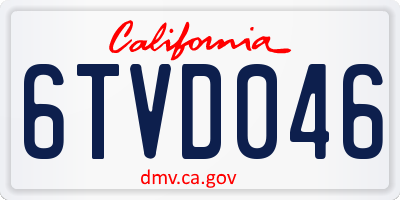 CA license plate 6TVD046