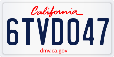 CA license plate 6TVD047