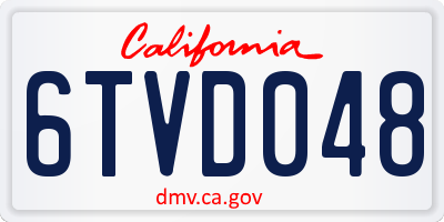 CA license plate 6TVD048