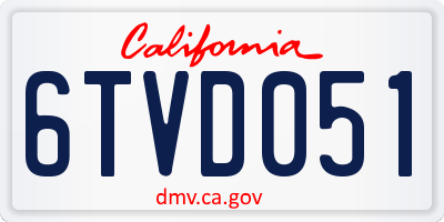 CA license plate 6TVD051