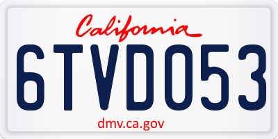 CA license plate 6TVD053