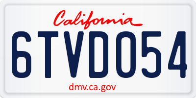 CA license plate 6TVD054