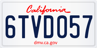 CA license plate 6TVD057