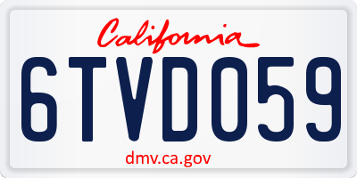 CA license plate 6TVD059