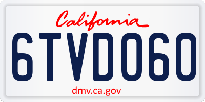 CA license plate 6TVD060