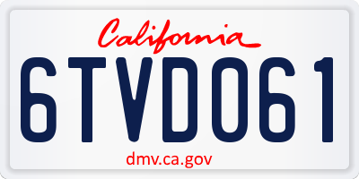 CA license plate 6TVD061