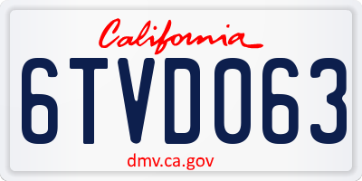 CA license plate 6TVD063