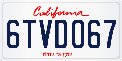 CA license plate 6TVD067