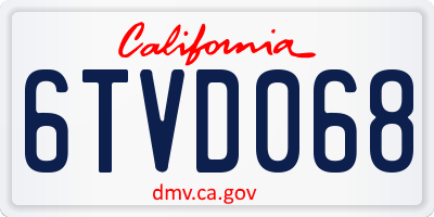 CA license plate 6TVD068