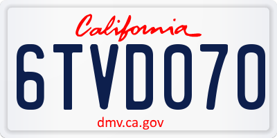 CA license plate 6TVD070