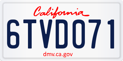 CA license plate 6TVD071