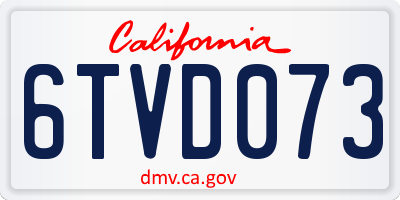 CA license plate 6TVD073