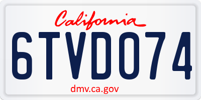 CA license plate 6TVD074