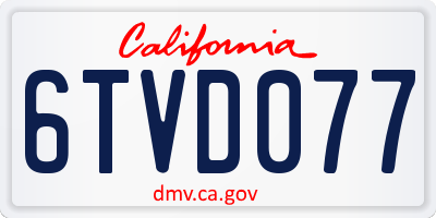 CA license plate 6TVD077