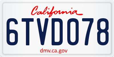 CA license plate 6TVD078