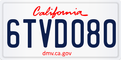 CA license plate 6TVD080