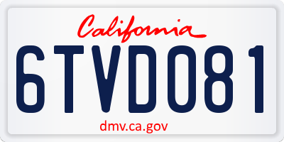 CA license plate 6TVD081