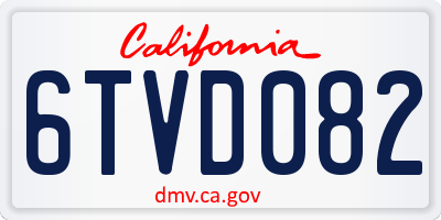 CA license plate 6TVD082