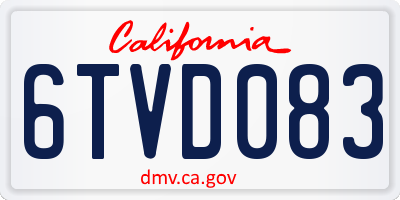 CA license plate 6TVD083