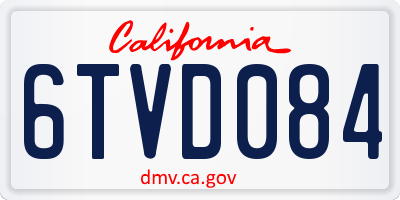 CA license plate 6TVD084