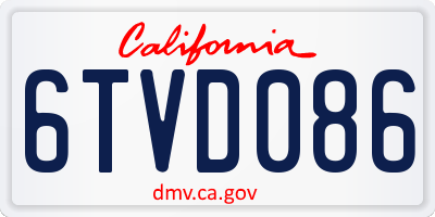 CA license plate 6TVD086