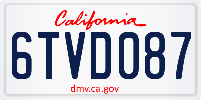 CA license plate 6TVD087