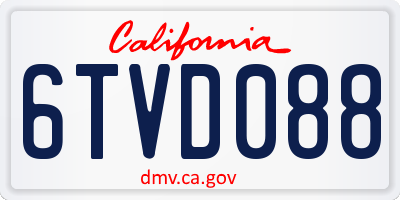 CA license plate 6TVD088