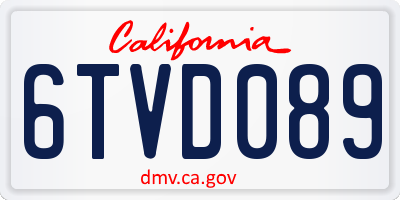 CA license plate 6TVD089