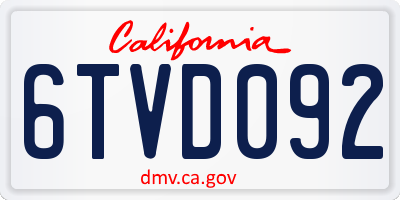 CA license plate 6TVD092